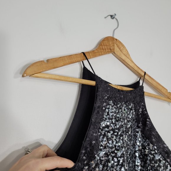 Dress The Population NEW Black Sequined High Neck Sleeveless Sheath Dress NWT - Picture 6 of 13